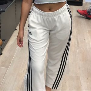 Adidas white and black snap button sweatpants